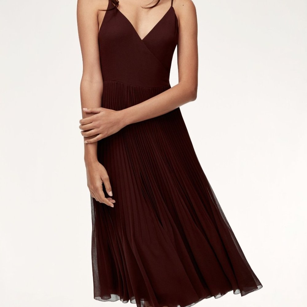 Aritzia Wilfred Beaune Dress - Size Medium - Deep Burgundy/snake print